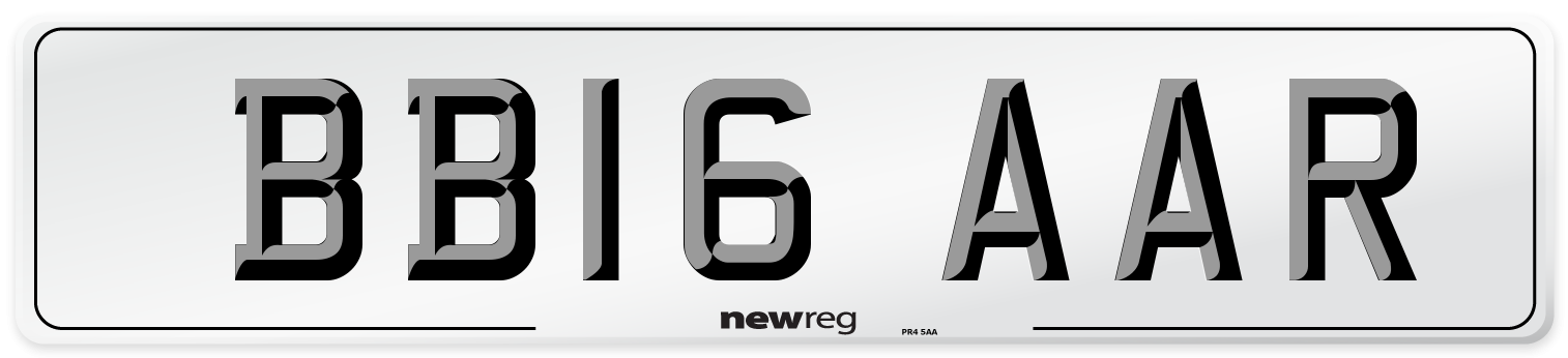 BB16 AAR Number Plate from New Reg
